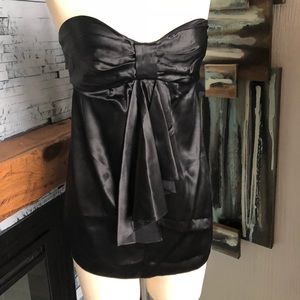 7 for all mankind Silk Black Bow Strapless Top